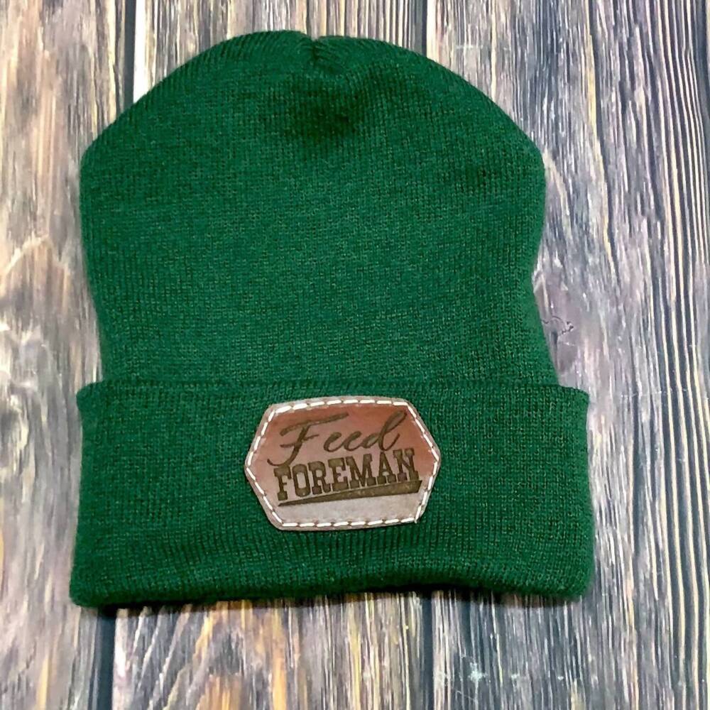 NEW THE WHOLE HERD boy's "feed foreman" ranchy youth beanie in green